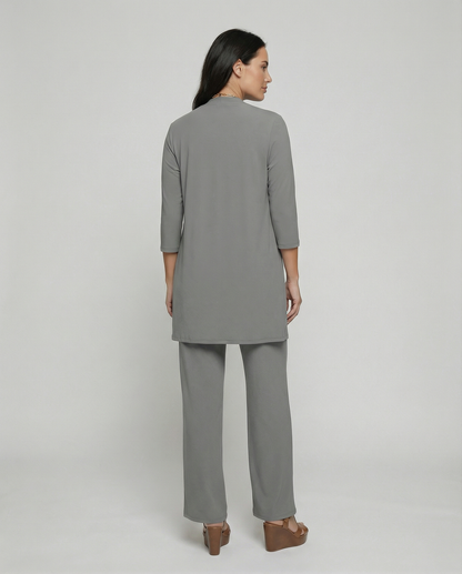 Conjunto Mujer Tres Piezas Duster Escote Redondo