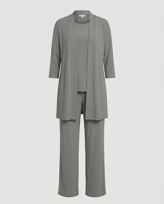 Conjunto Mujer Tres Piezas Duster Escote Redondo - Mavetta