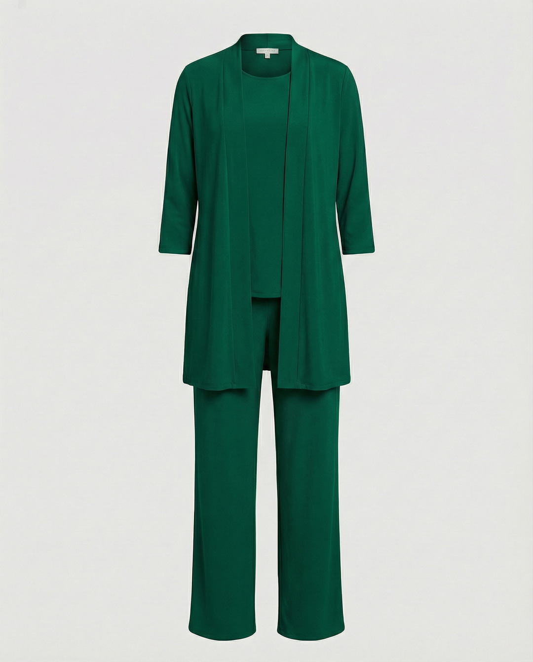 Conjunto Mujer Tres Piezas Duster Escote Redondo