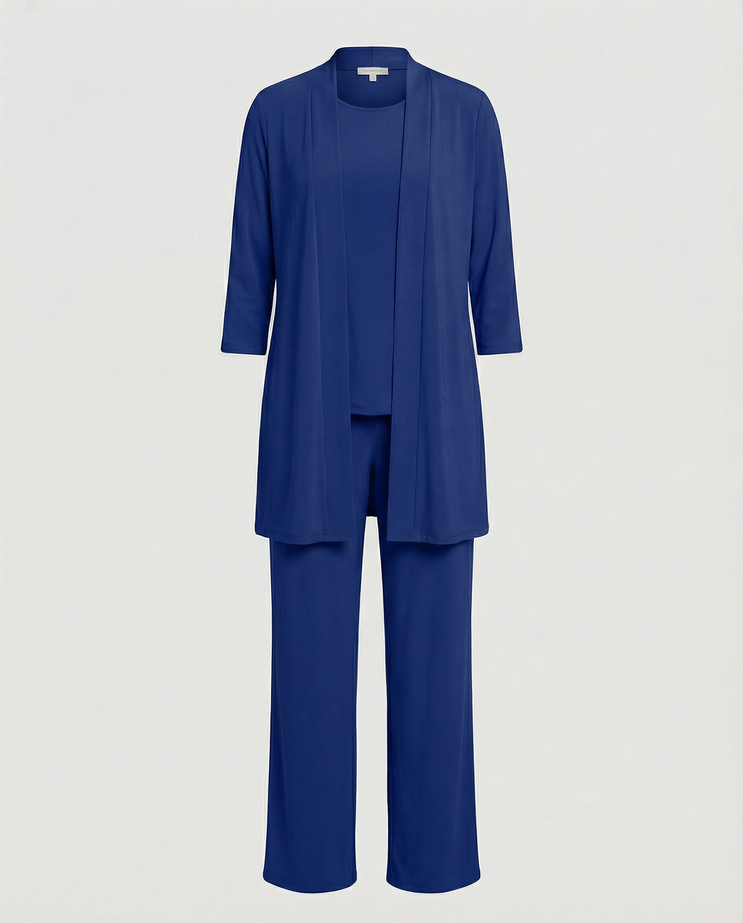 Conjunto Mujer Tres Piezas Duster Escote Redondo