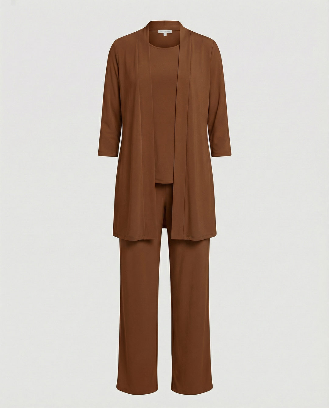 Conjunto Mujer Tres Piezas Duster Escote Redondo