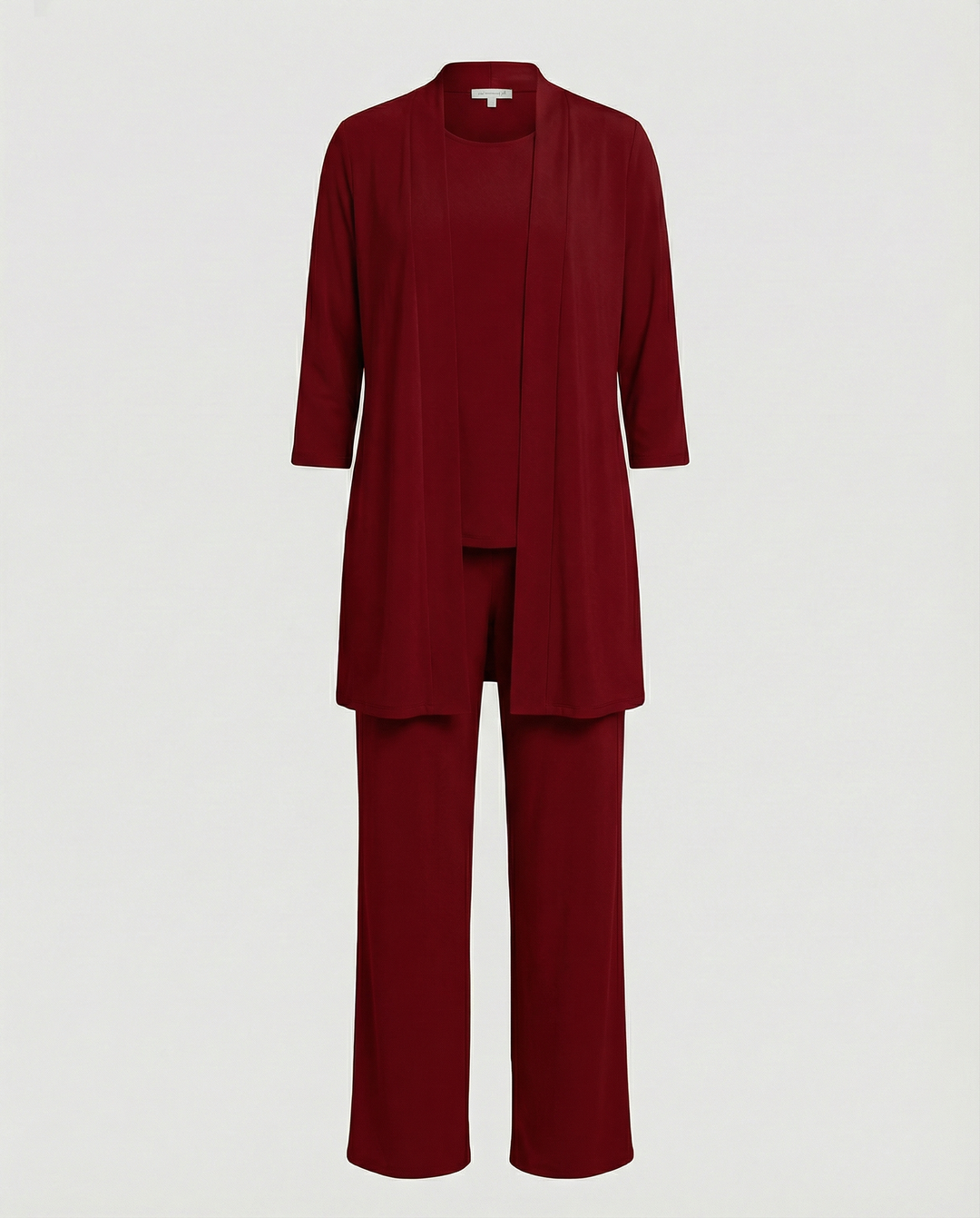 Conjunto Mujer Tres Piezas Duster Escote Redondo