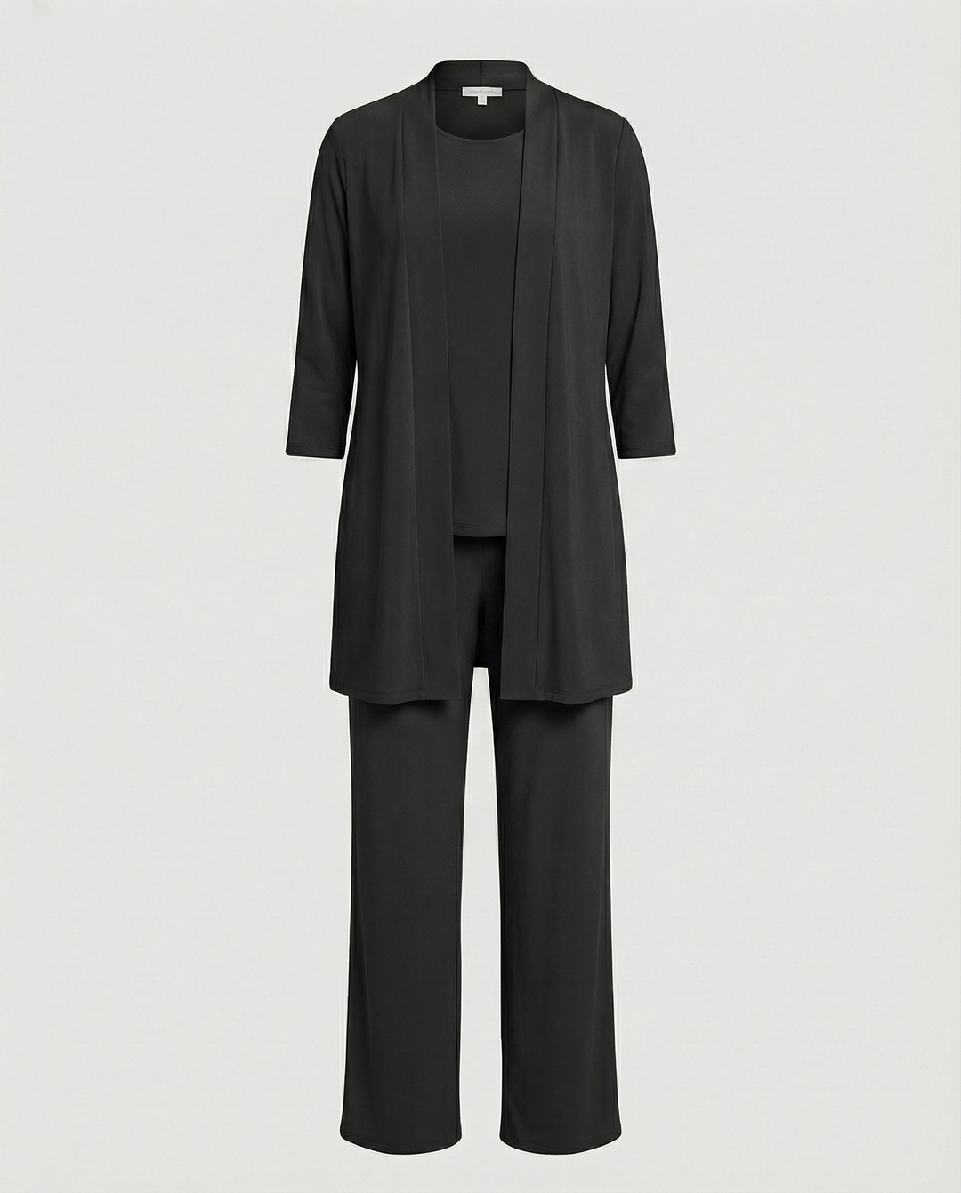 Conjunto Mujer Tres Piezas Duster Escote Redondo