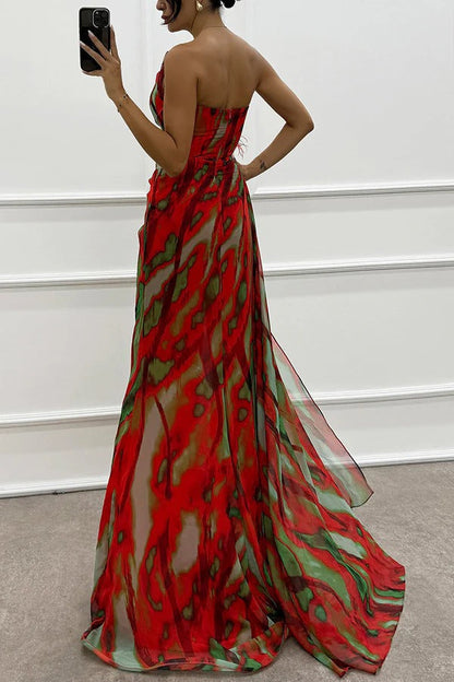 Vestido largo Mujer Asimétrico con Abertura Alta