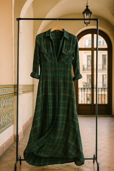 Vestido largo mujer de tejido ligero y corte elegante otoño