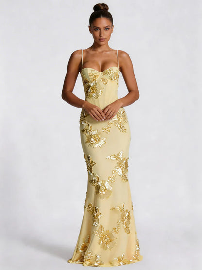 Vestido maxi mujer de tirantes bordado floral