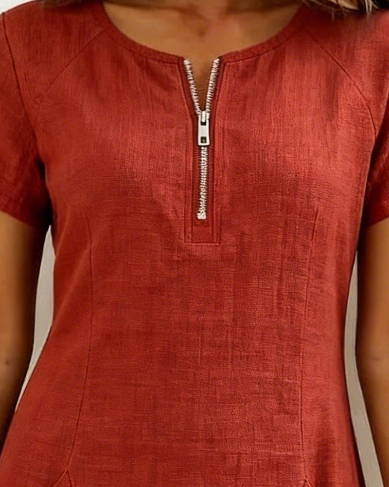 Vestido recto mujer con cremallera y bolsillos