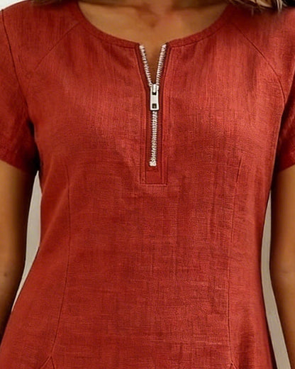 Vestido recto mujer con cremallera y bolsillos