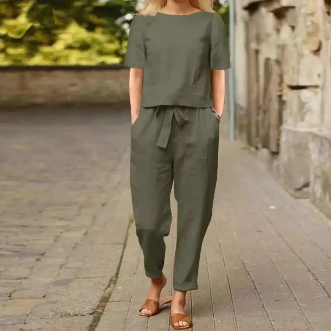 Conjunto Mujer de Lino y Pantalón Fluido