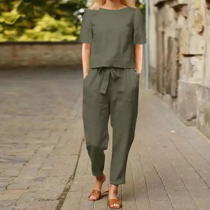 Conjunto Mujer de Lino y Pantalón Fluido