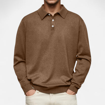 Polo hombre manga larga Algodón estilo casual elegante