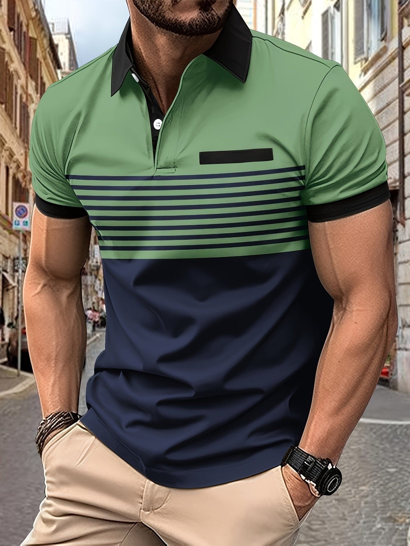 Polo hombre de Algodón manga corta cuello botones corte regular