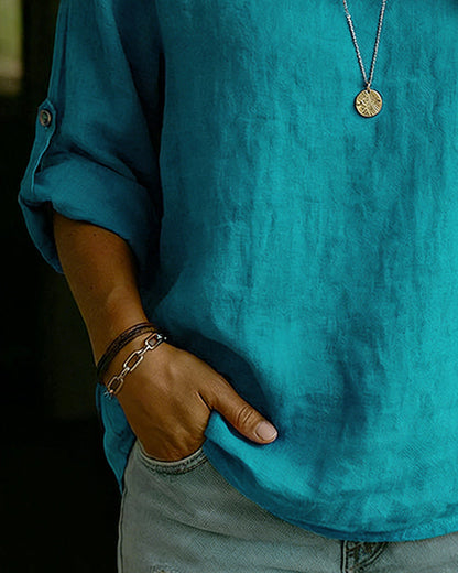 Camisa mujer de algodón cuello caído estilo clásico