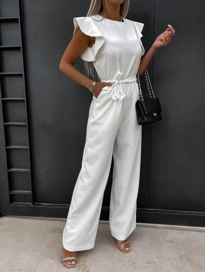 Mono Mujer Pantalón Ancho Cinturón Ajustable Elegante