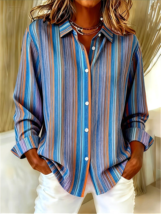 Camisa mujer de rayas manga larga ligera elegante - Mavetta