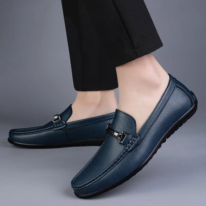 Mocasines Hombre de Cuero Genuino Estilo Conducción Suela Goma Slip-On