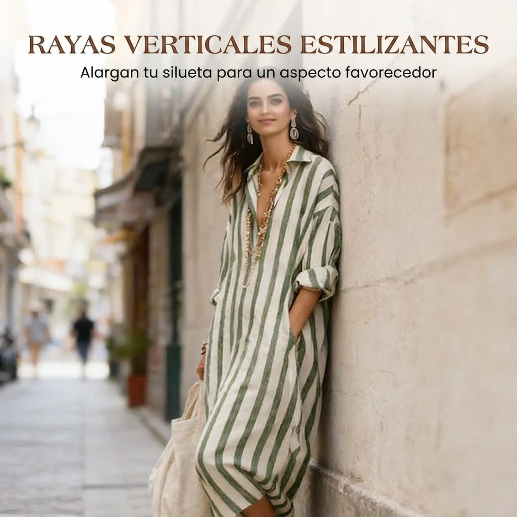 Vestido camisero mujer de rayas largo
