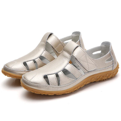 Sandalias romanas mujer de cuero suave caladas suela flexible