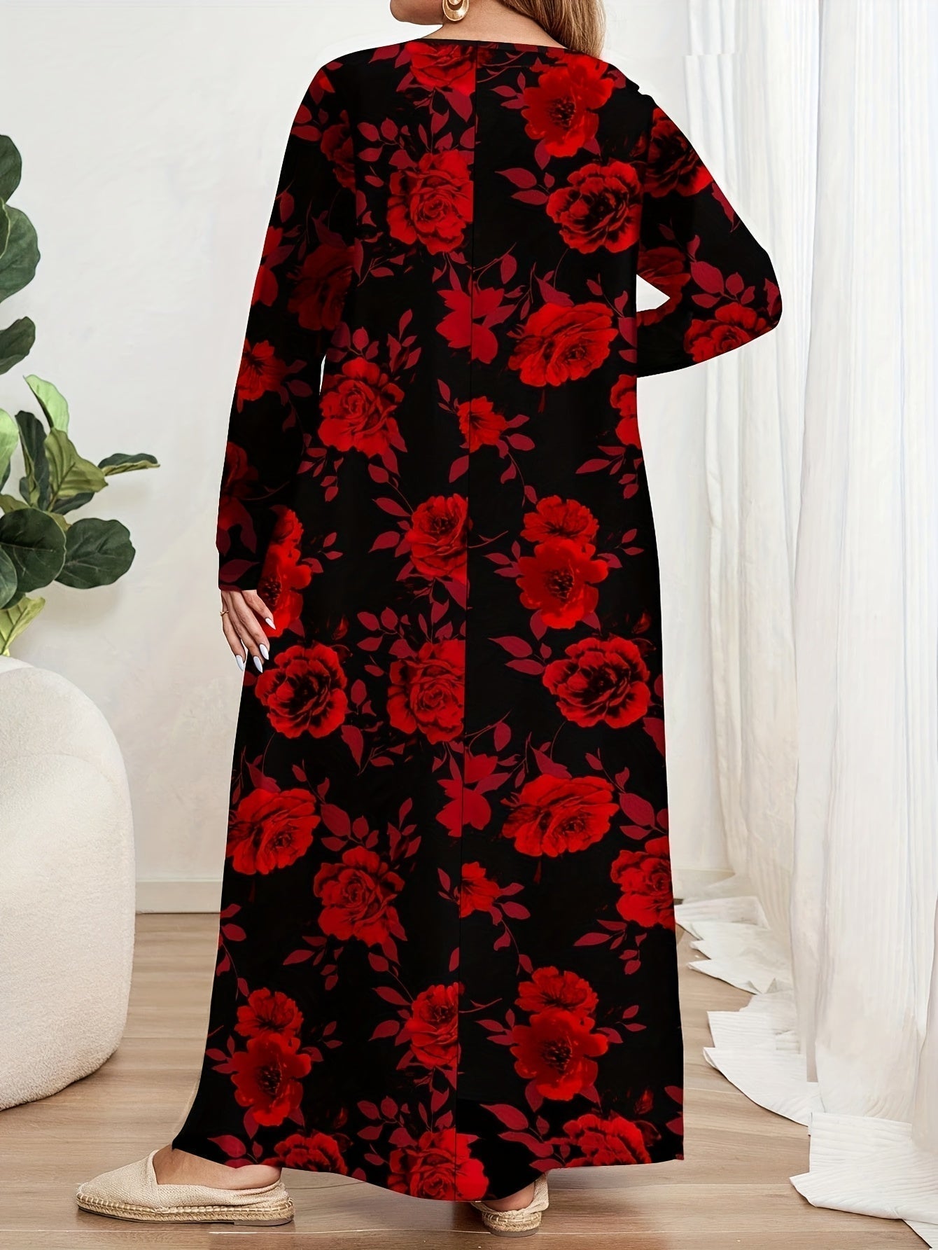 Vestido Largo Mujer Estampado Floral Corte Suelto Comodo