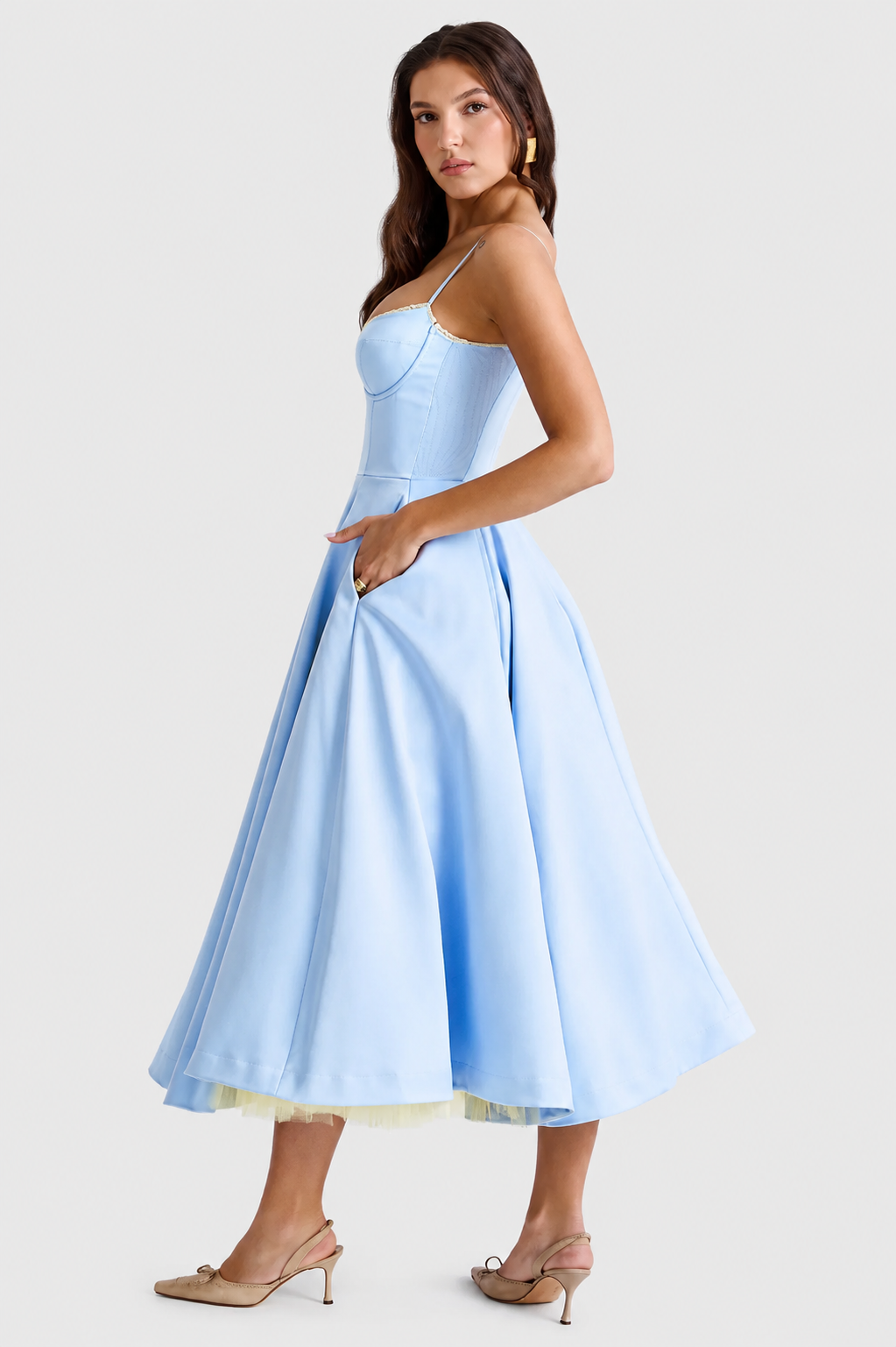 Vestido Midi Mujer de Satén Suave Ajuste Elegante