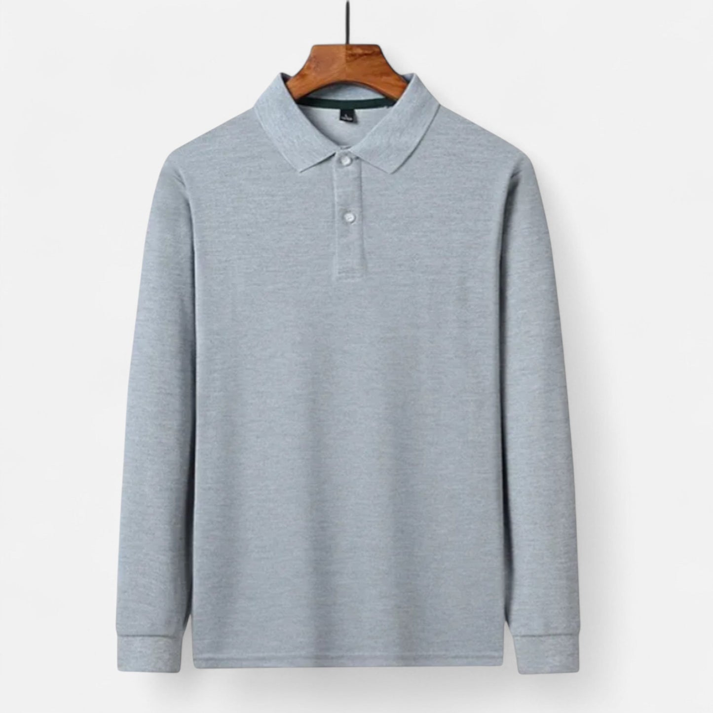 Polo hombre de algodón perlado manga larga estilo business