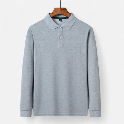 Polo hombre de algodón perlado manga larga estilo business