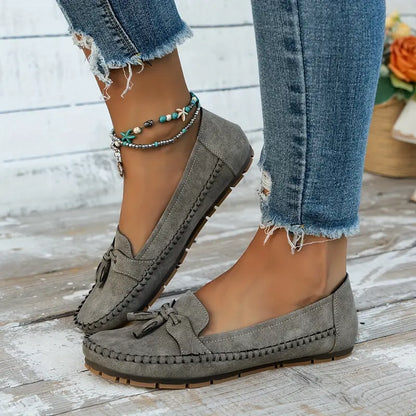 Mocasines Mujer de Piel con Lazo Suela Flexible