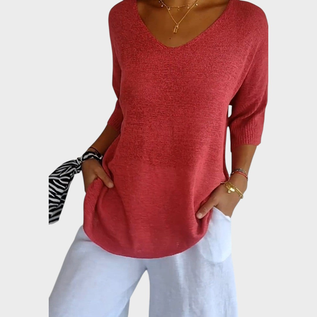 Jersey Mujer Escote en V Suave Casual