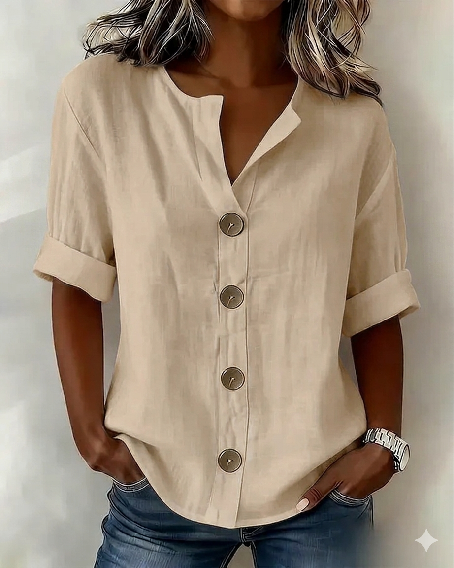 Blusa Mujer Algodón Botones Corte Suelto Comoda