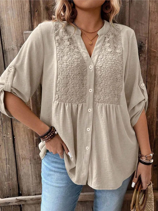 Blusa mujer con botones escote en V ajuste cómodo - Mavetta