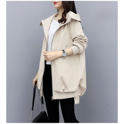 Trench Coat Mujer Ligero con Cremallera Corte Relajado