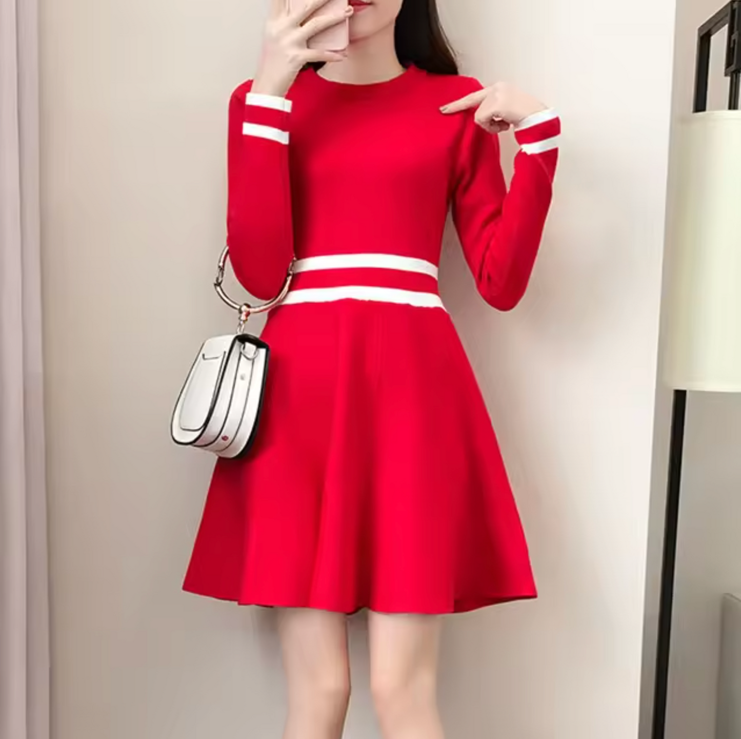 Minivestido Mujer de Plumeti Casual Ajuste Regular