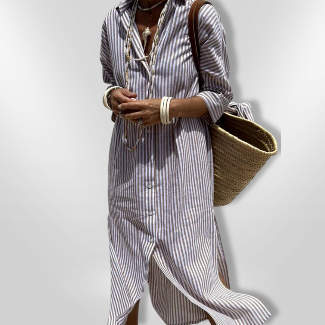 Vestido camisero mujer tejido ligero ajuste recto - Mavetta