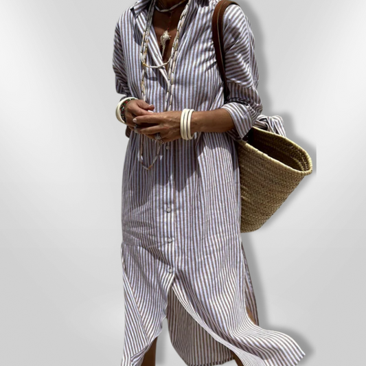 Vestido camisero mujer tejido ligero ajuste recto - Mavetta