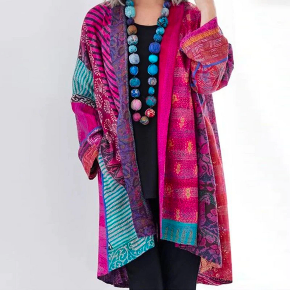 Kimono largo mujer fluido estampado étnico elegante