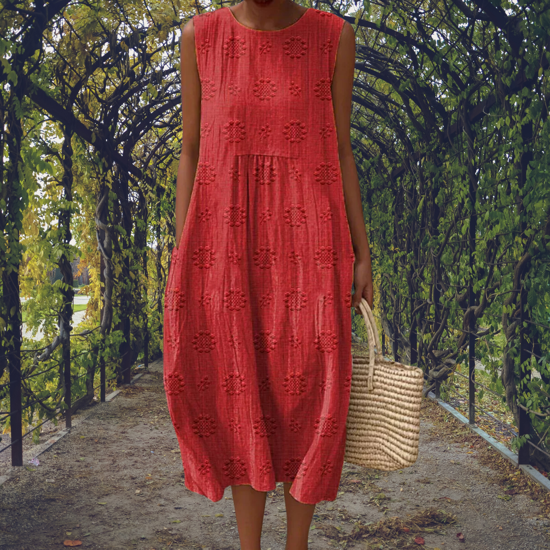 Vestido Mujer Elegante Sin Mangas Bolsillos