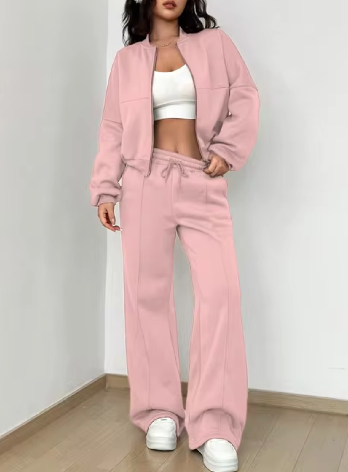 Conjunto Mujer Abrigo Cremallera y Pantalón Jogging Algodón