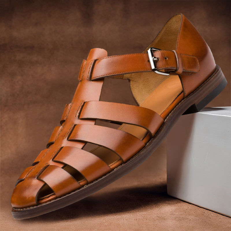 Sandalias Mujer de Cuero Diseño Perforado Comodas Verano