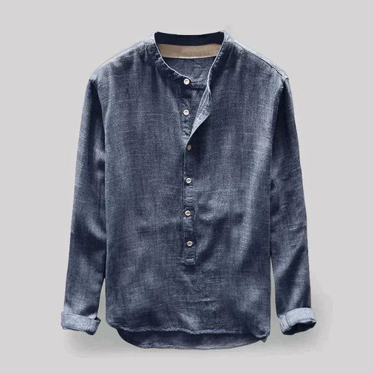 Camisa Casual Hombre Algodón Cuello Mao Ajuste Regular - Mavetta
