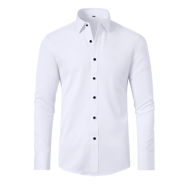 Camisa Hombre Manga Larga Algodón Corte Ajustado Slim