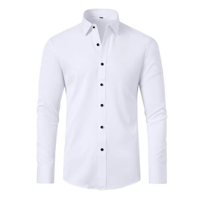 Camisa Hombre Manga Larga Algodón Corte Ajustado Slim