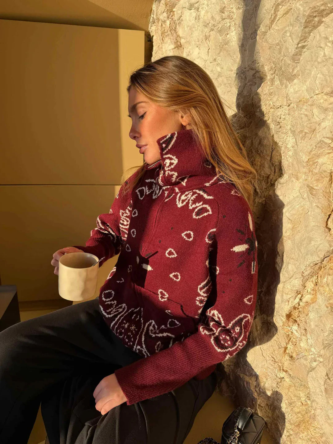 Jersey Mujer de Punto Cuello Alto con Cremallera