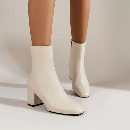 Botines Mujer Tacón Ancho Cremallera Lateral