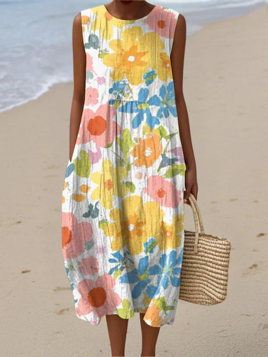 Vestido midi mujer fluido diseño femenino informal - Mavetta