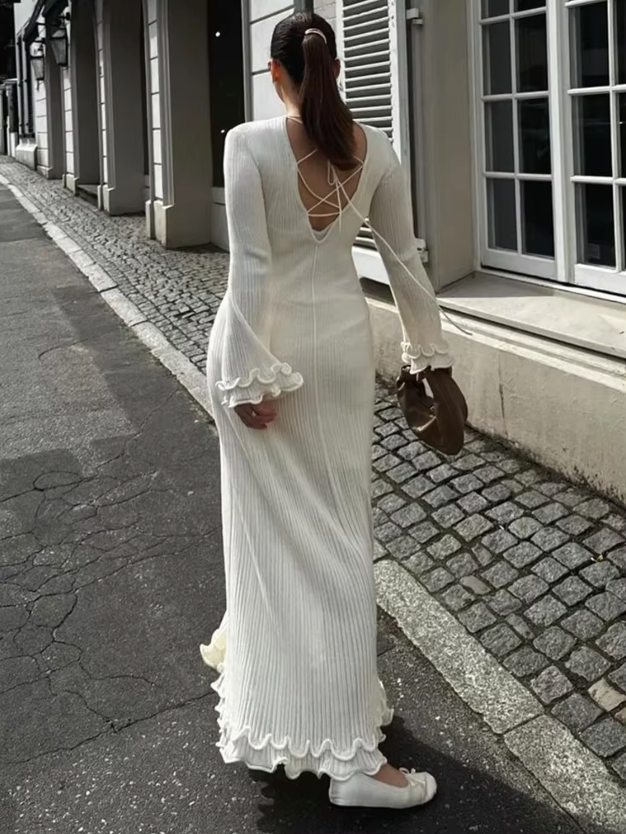 Vestido Mujer de Algodón con Volantes y Manga Corta