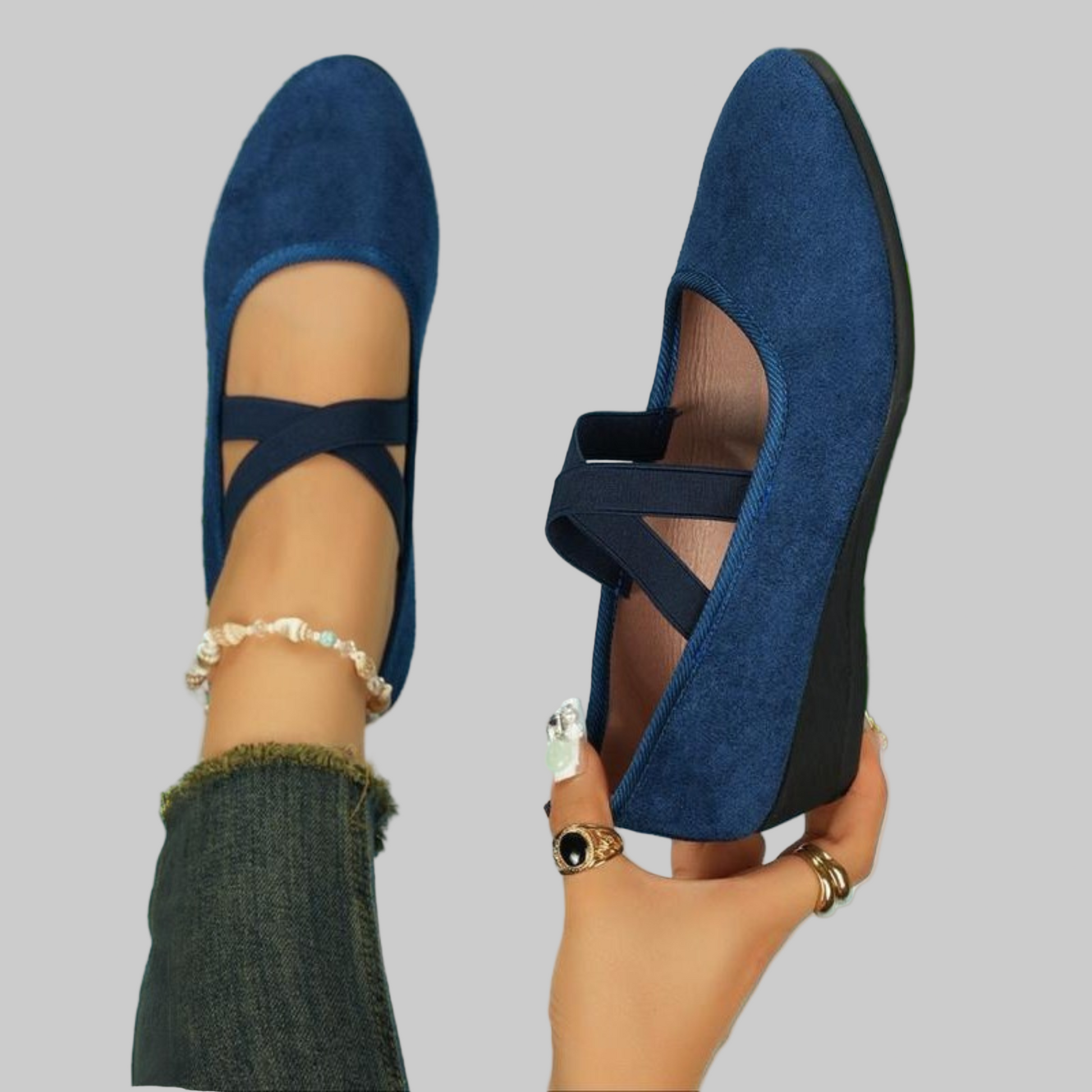 Zapatos Mujer Cuña Cuero Correas Cruzadas Diseño Cerrado - Mavetta
