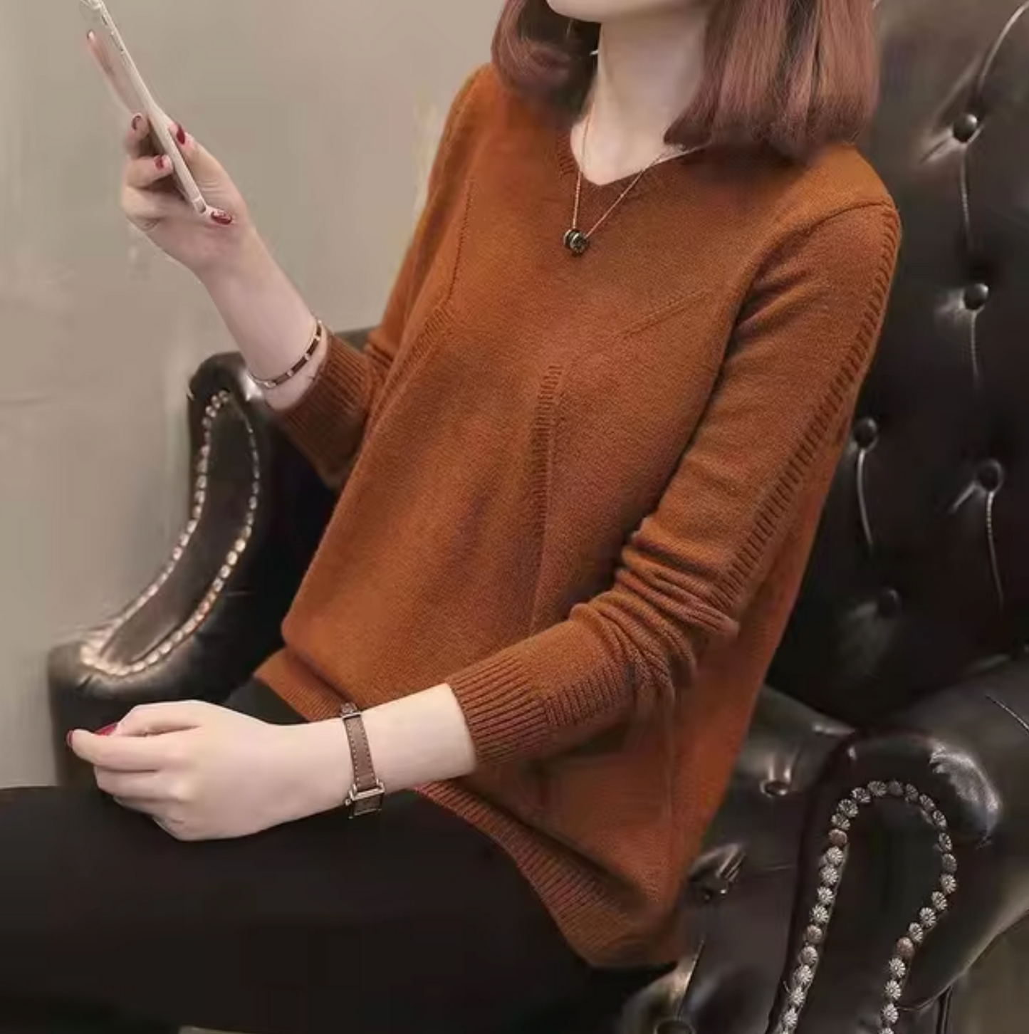 Suéter largo mujer sin mangas tejido suave