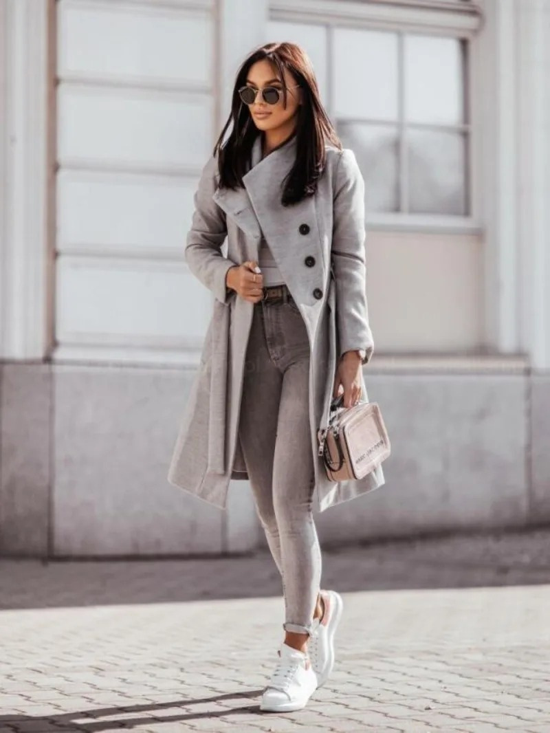 Abrigo Trench Mujer Doble Botonadura Slim Fit