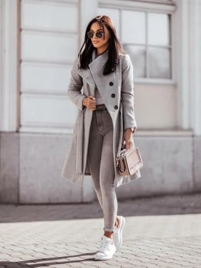 Abrigo Trench Mujer Doble Botonadura Slim Fit