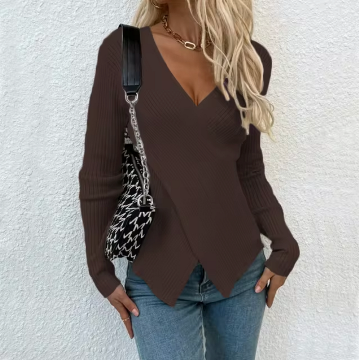 Suéter Mujer Casual de Punto Suave Ajuste Regular